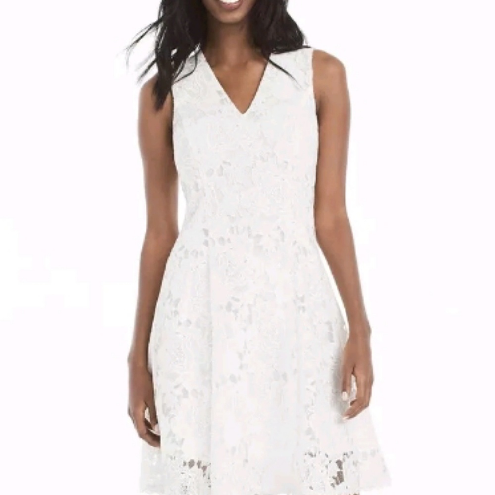WHBM White Floral Lace Dress Sz 6